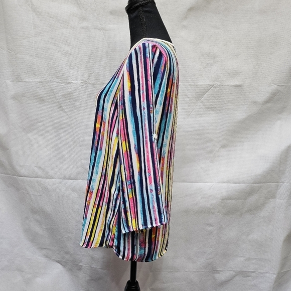 Signature Studio Stripped Pull Over Top Blue Pink 100% Polyester Sz S - Picture 3 of 8